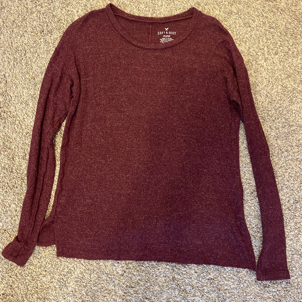 Maroon soft and sexy long sleeve shirt.